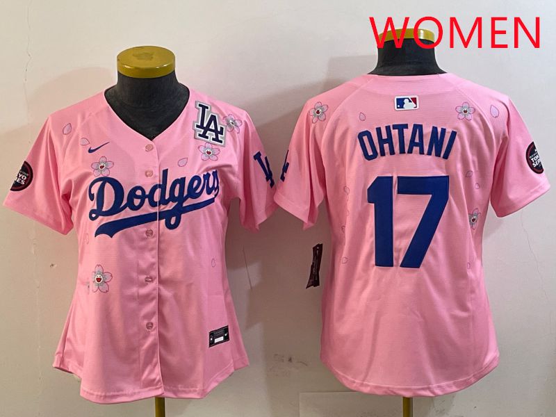 Women Los Angeles Dodgers #17 Ohtani Pink Sakura Edition 2025 Nike MLB Jersey style 20